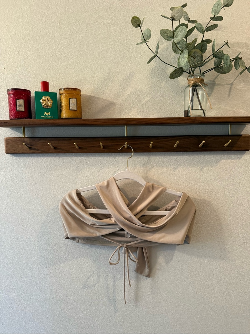 Neutral Beige Draped Wall Shawl Accent - Brand Unspecified